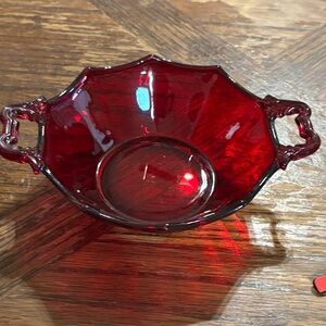 Vintage Martinsville Cambridge Ruby Red Small Decagon Bowl